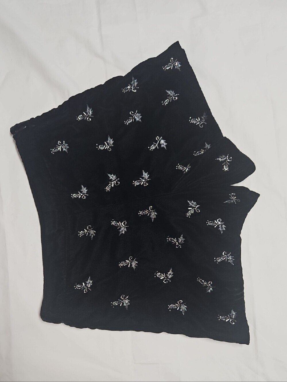Zara Girl's Black Velvet Shorts with Silver Floral Accents Size 8